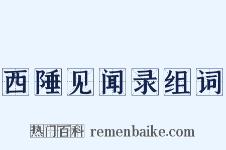 西陲见闻录组词是什么意思的图片
